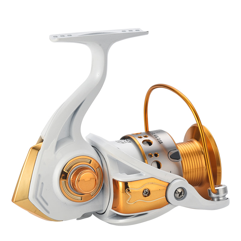 Carretel de metal branco para pesca marítima, carretel giratório para isca de água salgada, carretel de surf